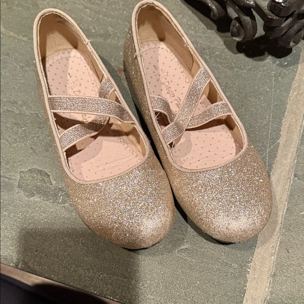 Girls Glitter Mary Jane Flats - Gold